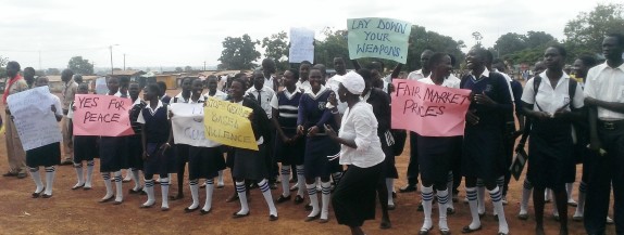 Learners during a peaceful demonstration for peace in Yei in July this year1